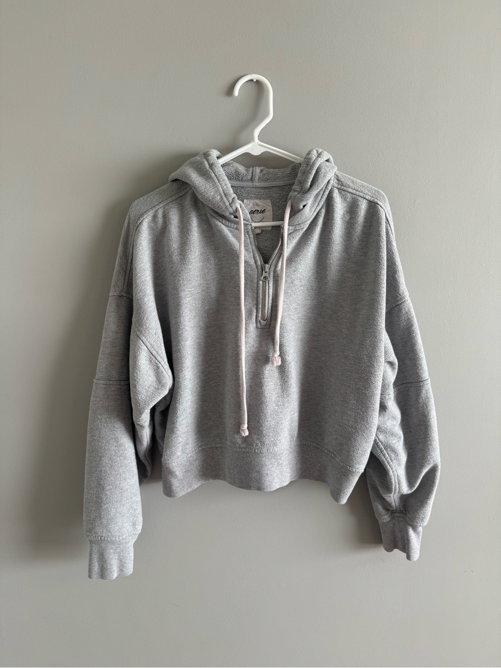 Aerie Women's Gray Hooded Half‑Zip Sweatshirt